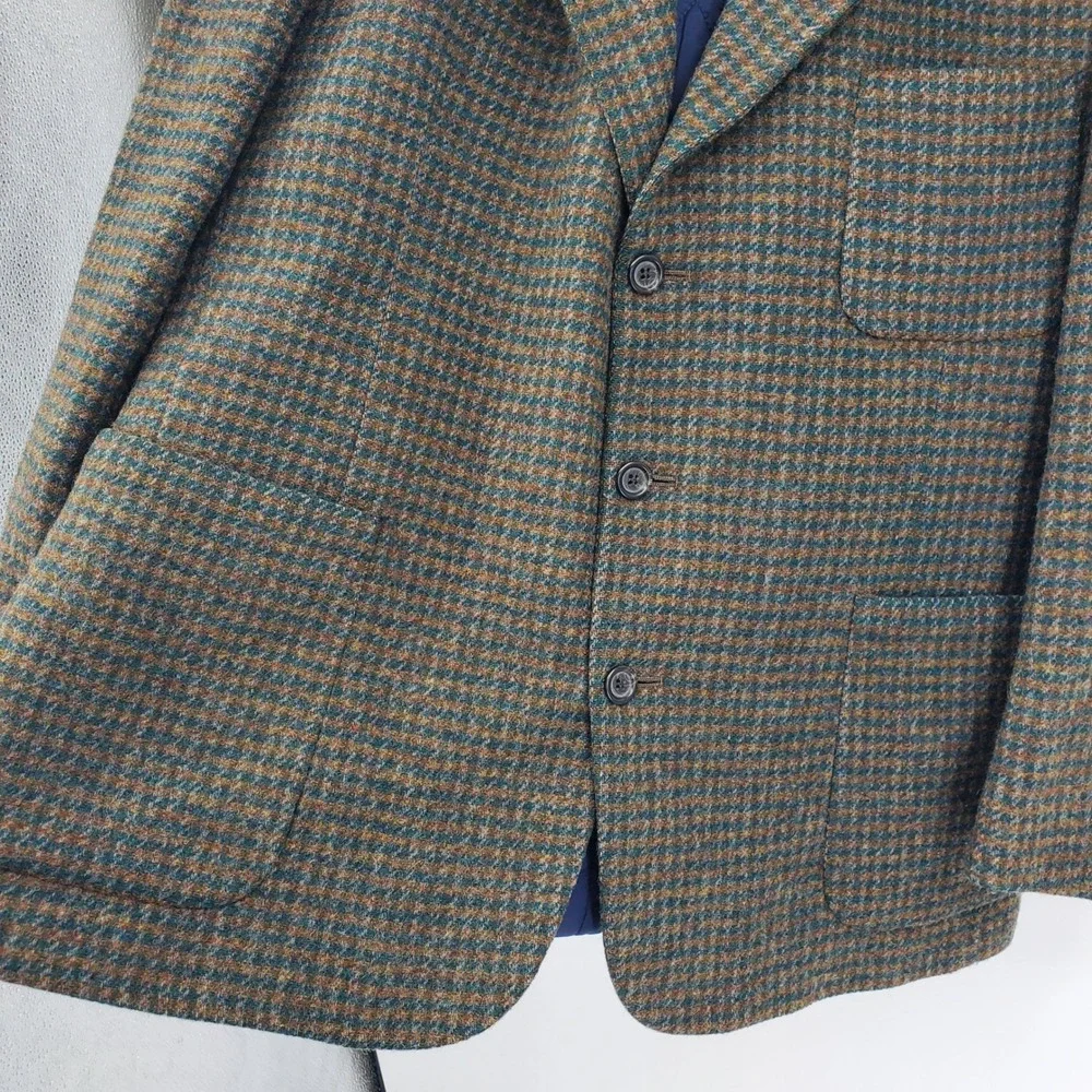 Vintage L.L. Bean Wool Blend‎ Thinsulate Old Money USA Green Plaid Blazer Jacket